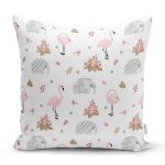 Realhomes Flamingo ve Fil Motifli Özel Tasarım Dijital Baskılı Modern Yastık Kırlent Kılıfı Realhomes