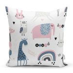 - Печать - Realhomes Realhomes Sevimli Hayvanlar Motifli Özel Tasarım Dijital Baskılı Modern Yastık Kırlent Kılıfı Realhomes