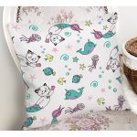 - Печать - Realhomes Realhomes Deniz Kızı Ayaklı Kedicik Tasarımlı Dijital Baskılı Modern Yastık Kırlent Kılıfı Realhomes