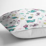 - Печать - Realhomes Realhomes Deniz Kızı Ayaklı Kedicik Tasarımlı Dijital Baskılı Modern Yastık Kırlent Kılıfı Realhomes