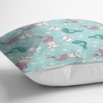 - new - Realhomes  Realhomes Deniz Kızı Ayaklı Kedicik Tasarımlı Dijital Baskılı Modern Yastık Kırlent Kılıfı Realhomes