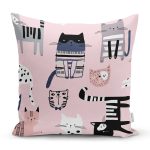 Realhomes Sevimli Kediler Özel Tasarım Dijital Baskılı Modern Yastık Kırlent Kılıfı Realhomes