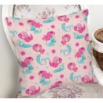 - mermaidonrainbow2 - Realhomes Realhomes Pembe Zeminde Denizkızı Motifli Özel Tasarım Dijital Baskılı Modern Yastık Kırlent Kılıfı Realhomes