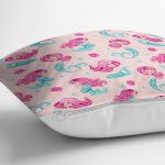 - mermaidonrainbow2 - Realhomes Realhomes Pembe Zeminde Denizkızı Motifli Özel Tasarım Dijital Baskılı Modern Yastık Kırlent Kılıfı Realhomes