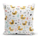 Realhomes Oyuncak Ördek Çizimli Özel Tasarım Dijital Baskılı Modern Yastık Kırlent Kılıfı Realhomes