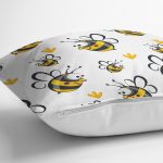 Sevimli Arı Dijital Baskılı Özel Tasarım Modern Yastık Kırlent Kılıfı Realhomes