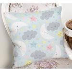 - Rh-K1137-1 - Realhomes Uyku Temalı Sevimli Ay Ve Yıldızlar Dijital Baskılı Özel Tasarım Modern Yastık Kırlent Kılıfı Realhomes