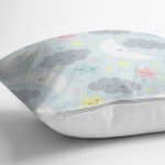 - Rh-K1137-2 - Realhomes Uyku Temalı Sevimli Ay Ve Yıldızlar Dijital Baskılı Özel Tasarım Modern Yastık Kırlent Kılıfı Realhomes