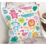 - Rh-K1140-1 - Realhomes Bebek Desenli Sevimli Hayvanlar Dijital Baskılı Özel Tasarım Modern Yastık Kırlent Kılıfı Realhomes
