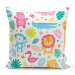 - Rh-K1140 - Realhomes Bebek Desenli Sevimli Hayvanlar Dijital Baskılı Özel Tasarım Modern Yastık Kırlent Kılıfı Realhomes