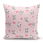 - panda07 - Realhomes Kalp Ve Sevimli Pandalar Dijital Baskılı Özel Tasarım Modern Yastık Kırlent Kılıfı Realhomes