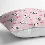 - panda07 - Realhomes Kalp Ve Sevimli Pandalar Dijital Baskılı Özel Tasarım Modern Yastık Kırlent Kılıfı Realhomes