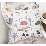 Bebek Desenli Sevimli Dinozorlar Dijital Baskılı Özel Tasarım Modern Yastık Kırlent Kılıfı Realhomes