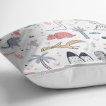 Bebek Desenli Sevimli Dinozorlar Dijital Baskılı Özel Tasarım Modern Yastık Kırlent Kılıfı Realhomes