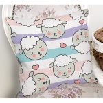 Uyuyan Koyunlar Sevimli Tasarım Dijital Baskılı Özel Tasarım Modern Yastık Kırlent Kılıfı Realhomes