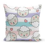 Uyuyan Koyunlar Sevimli Tasarım Dijital Baskılı Özel Tasarım Modern Yastık Kırlent Kılıfı Realhomes