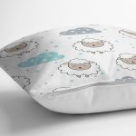 - Merry Christmas 2018 - Realhomes Beyaz Zeminde Uyuyan Koyun Motifli Dijital Baskılı Özel Tasarım Modern Yastık Kırlent Kılıfı Realhomes