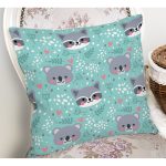 - pattern_800X800(4) - Realhomes Turkuaz Zeminde Sevimli Hayvanlar Dijital Baskılı Özel Tasarım Modern Yastık Kırlent Kılıfı Realhomes