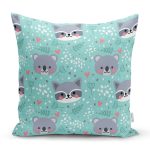 - pattern_800X800(4) - Realhomes Turkuaz Zeminde Sevimli Hayvanlar Dijital Baskılı Özel Tasarım Modern Yastık Kırlent Kılıfı Realhomes