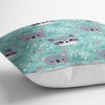 - pattern_800X800(4) - Realhomes Turkuaz Zeminde Sevimli Hayvanlar Dijital Baskılı Özel Tasarım Modern Yastık Kırlent Kılıfı Realhomes