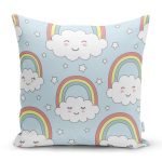 - Основные RGB - Realhomes Sevimli Bulutlar Ve Gökkuşağı Motifli Dijital Baskılı Özel Tasarım Modern Yastık Kırlent Kılıfı Realhomes