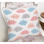 Rengarenk Bulut Tasarımlı Dijital Baskılı Özel Tasarım Modern Yastık Kırlent Kılıfı Realhomes