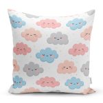 Rengarenk Bulut Tasarımlı Dijital Baskılı Özel Tasarım Modern Yastık Kırlent Kılıfı Realhomes