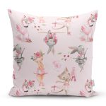 - Rh-K1156 - Realhomes Dans Eden Sevimli Hayvanlar Temalı Dijital Baskılı Özel Tasarım Modern Yastık Kırlent Kılıfı Realhomes