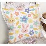Sevimli Tavşan Ve Havuç Desenli Dijital Baskılı Özel Tasarım Modern Yastık Kırlent Kılıfı Realhomes