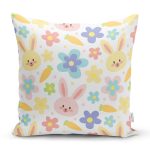 Sevimli Tavşan Ve Havuç Desenli Dijital Baskılı Özel Tasarım Modern Yastık Kırlent Kılıfı Realhomes