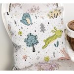 - Print - Realhomes Bebek Desenli Tavşanlı Dijital Baskılı Özel Tasarım Modern Yastık Kırlent Kılıfı Realhomes