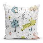 - Print - Realhomes Bebek Desenli Tavşanlı Dijital Baskılı Özel Tasarım Modern Yastık Kırlent Kılıfı Realhomes