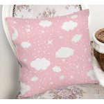 - Основные RGB - Realhomes Pembe Zeminde Beyaz Bulutlar Dijital Baskılı Özel Tasarım Modern Yastık Kırlent Kılıfı Realhomes