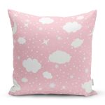 - Основные RGB - Realhomes Pembe Zeminde Beyaz Bulutlar Dijital Baskılı Özel Tasarım Modern Yastık Kırlent Kılıfı Realhomes