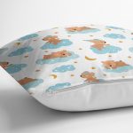 Bulut Üstünde Sevimli Ayıcıklar Dijital Baskılı Özel Tasarım Modern Yastık Kırlent Kılıfı Realhomes