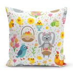 - Pictulandra 20 - Realhomes Tavşan Ve Yumurta Desenli Dijital Baskılı Özel Tasarım Modern Yastık Kırlent Kılıfı Realhomes