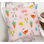 Pembe Zeminde Sevimli Hayvanlar Baskılı Dijital Baskılı Özel Tasarım Modern Yastık Kırlent Kılıfı Realhomes