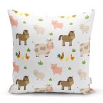 - Основные RGB - Realhomes Sevimli İnek Ve At Desenli Dijital Baskılı Özel Tasarım Modern Yastık Kırlent Kılıfı Realhomes