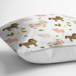 - Основные RGB - Realhomes Sevimli İnek Ve At Desenli Dijital Baskılı Özel Tasarım Modern Yastık Kırlent Kılıfı Realhomes