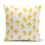 Civciv Motifli Dijital Baskılı Özel Tasarım Modern Yastık Kırlent Kılıfı Realhomes