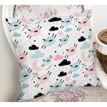 - Печать - Realhomes Sevimli Bulutlar Ve Koyunlar Baskılı Dijital Baskılı Özel Tasarım Modern Yastık Kırlent Kılıfı Realhomes