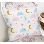 Uyku Temalı Bulut Ve Ay Desenli Dijital Baskılı Özel Tasarım Modern Yastık Kırlent Kılıfı Realhomes