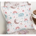 - Rh-K1177-1 - Realhomes Ay Gökkuşağı Ve Yıldız Desenli Dijital Baskılı Özel Tasarım Modern Yastık Kırlent Kılıfı Realhomes