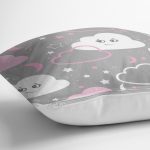 - Web - Realhomes Gri Zeminde Bulutlar Dijital Baskılı Özel Tasarım Modern Yastık Kırlent Kılıfı Realhomes