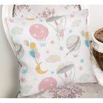 Renkli Balonlar Ve Sevimli Tavşan Dijital Baskılı Özel Tasarım Modern Yastık Kırlent Kılıfı Realhomes