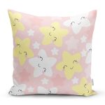 Gülümseyen Yıldız Motifli Dijital Baskılı Özel Tasarım Modern Yastık Kırlent Kılıfı Realhomes