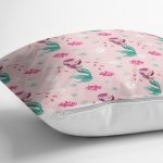 Pembe Zeminde Deniz Kızı Dijital Baskılı Özel Tasarım Modern Yastık Kırlent Kılıfı Realhomes