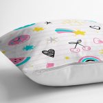 - Mobile - Realhomes Çizgili Zemin Donut Ve Çilek Tasarımlı Dijital Baskılı Özel Tasarım Modern Yastık Kırlent Kılıfı Realhomes