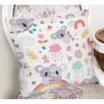 Sevimli Gri Koala Desenli Dijital Baskılı Özel Tasarım Modern Yastık Kırlent Kılıfı Realhomes