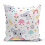 Sevimli Gri Koala Desenli Dijital Baskılı Özel Tasarım Modern Yastık Kırlent Kılıfı Realhomes